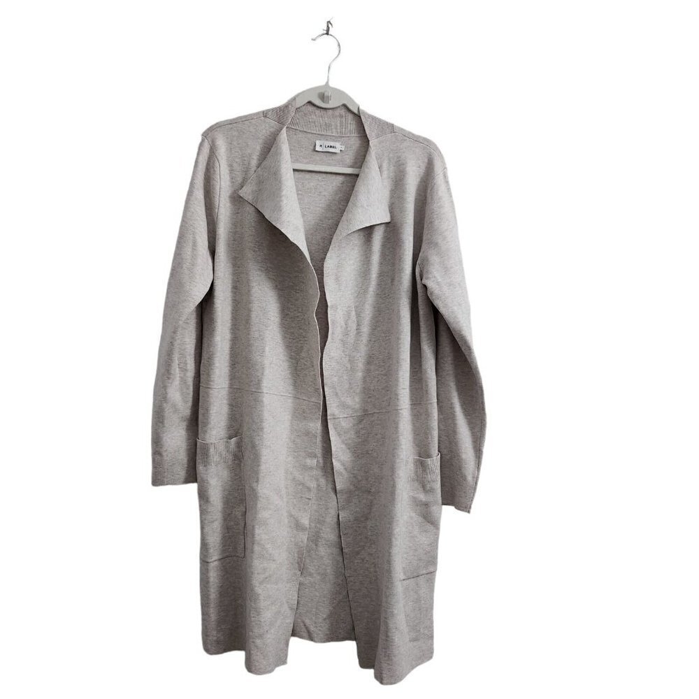 The Reset R Label Sweater Cardigan Medium Gray Open Front Longline Soft Long